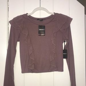 Mauve Ruffle Crop Top